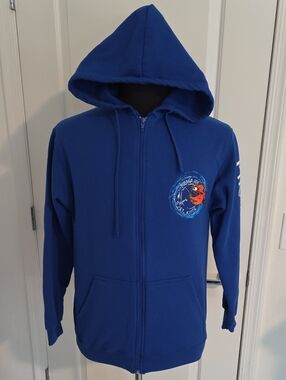Piraña Joe Men's Royal Blue Full-Zip Hoodie Jacket with Graphic Chest Patch